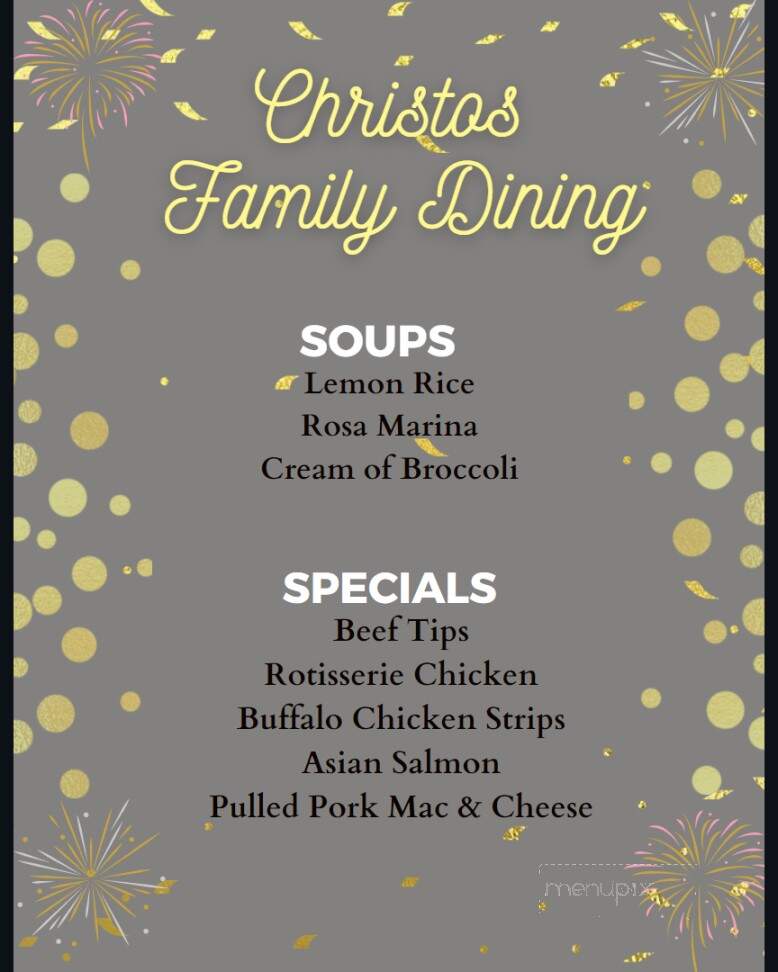 Christo's Family Dining - La Porte, IN menu_pic