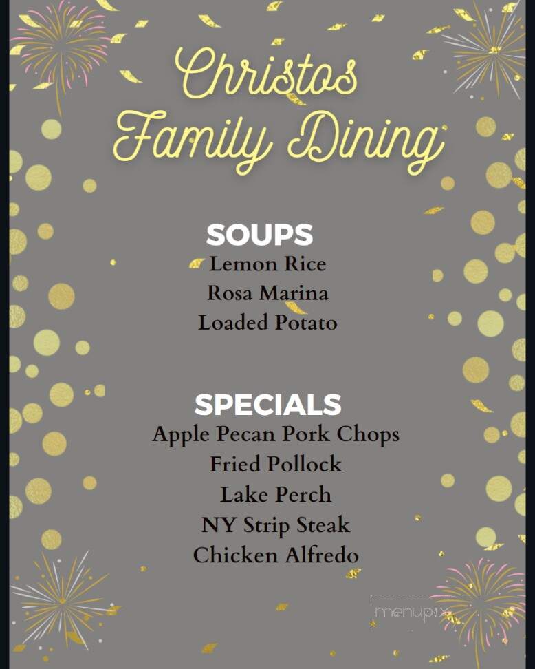 Christo's Family Dining - La Porte, IN menu_pic