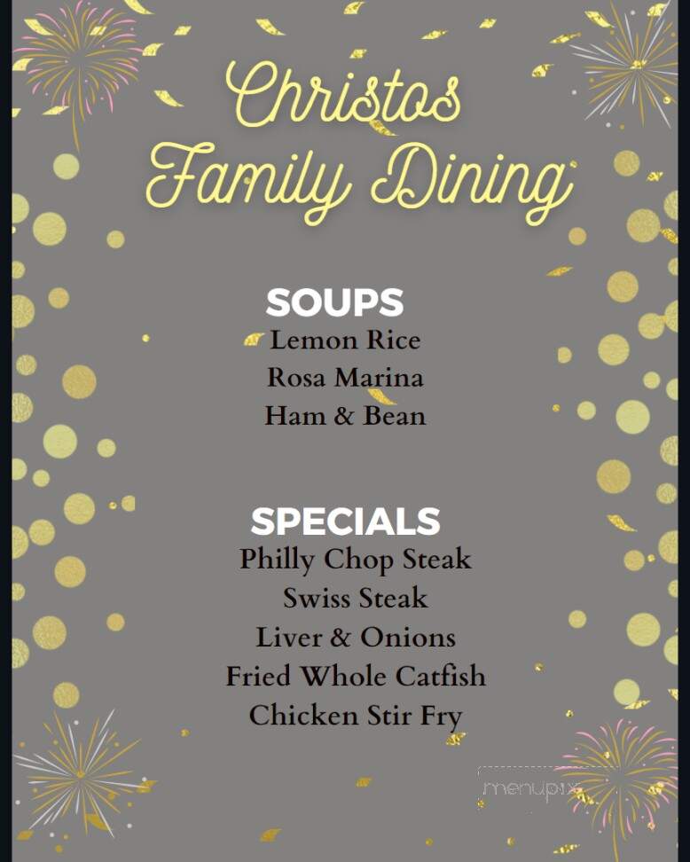 Christo's Family Dining - La Porte, IN menu_pic