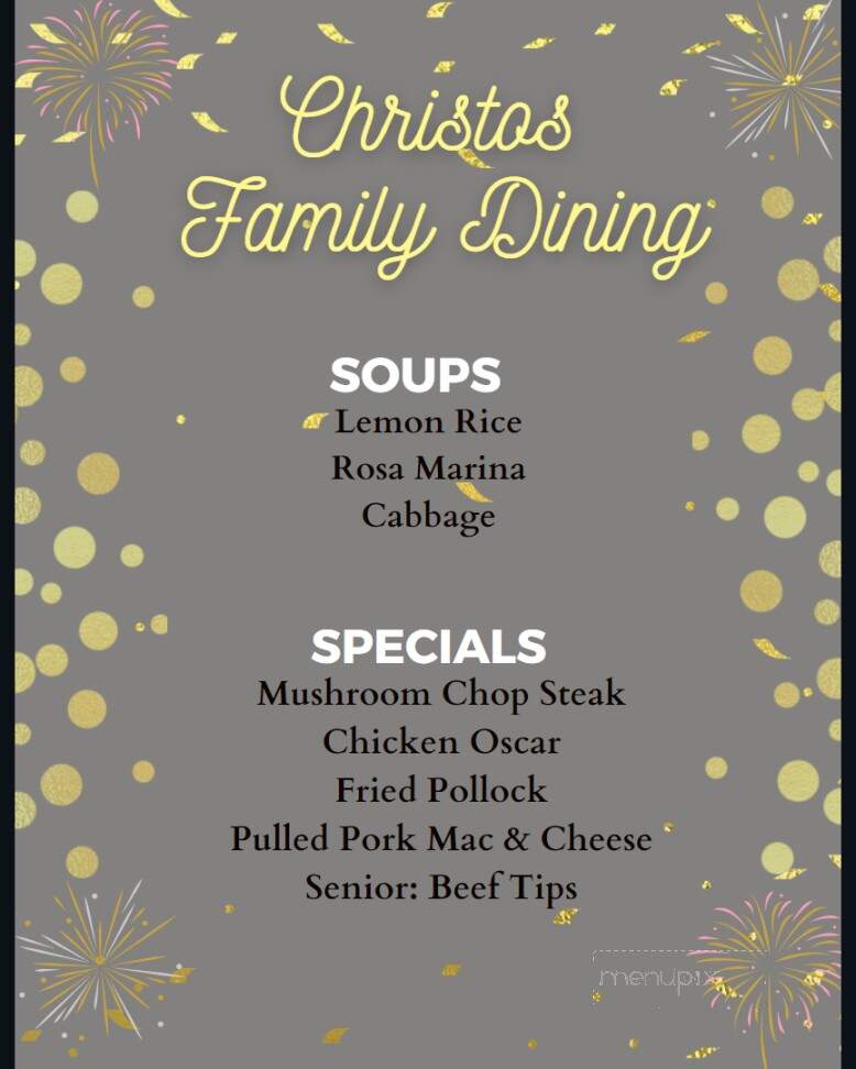 Christo's Family Dining - La Porte, IN menu_pic