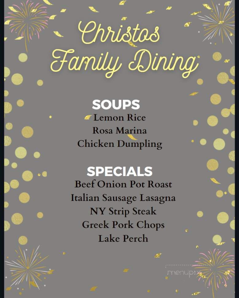 Christo's Family Dining - La Porte, IN menu_pic