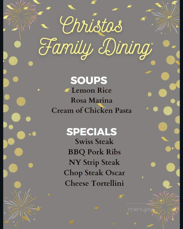 Christo's Family Dining - La Porte, IN menu_pic