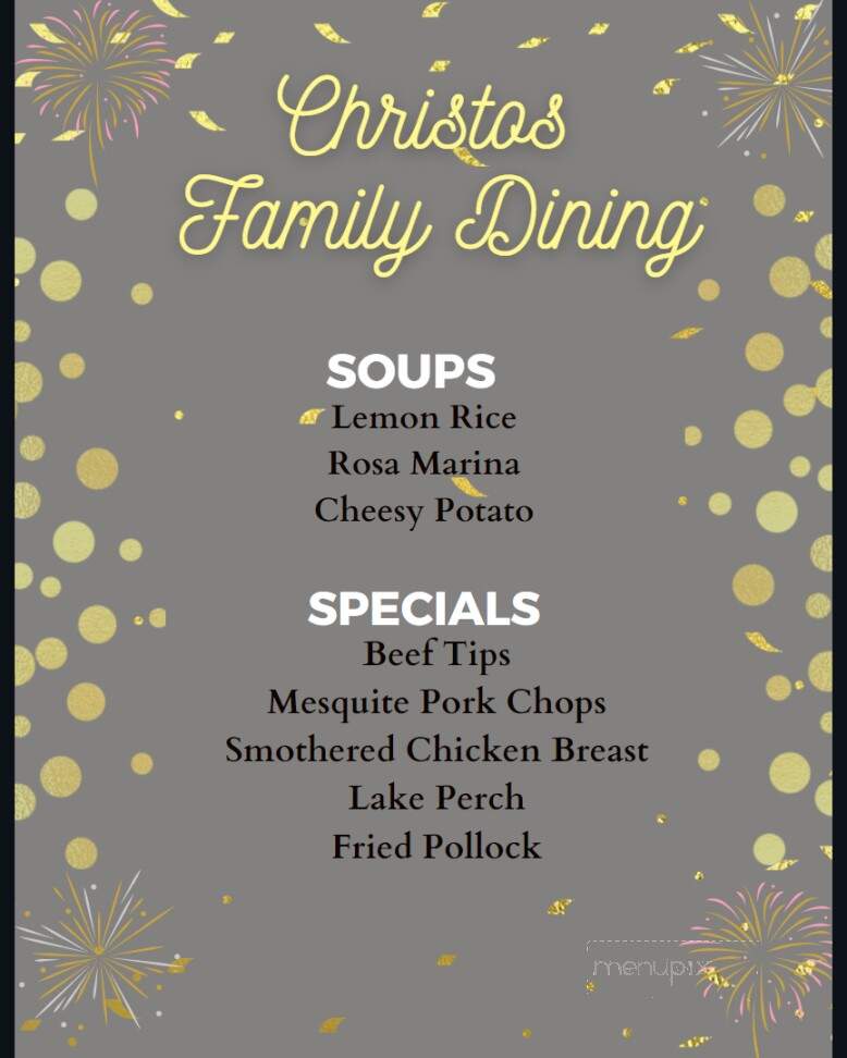 Christo's Family Dining - La Porte, IN menu_pic