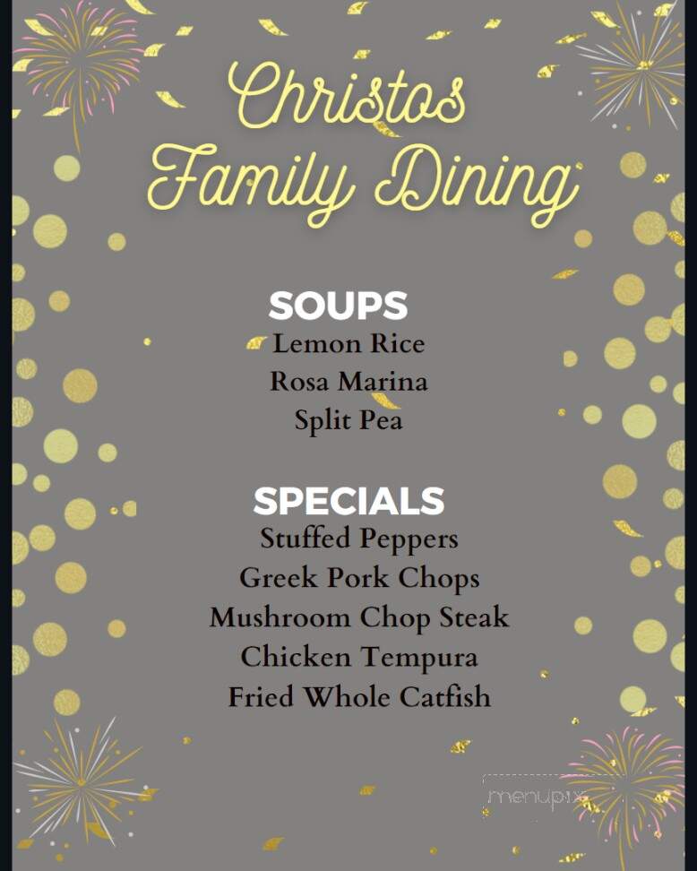 Christo's Family Dining - La Porte, IN menu_pic