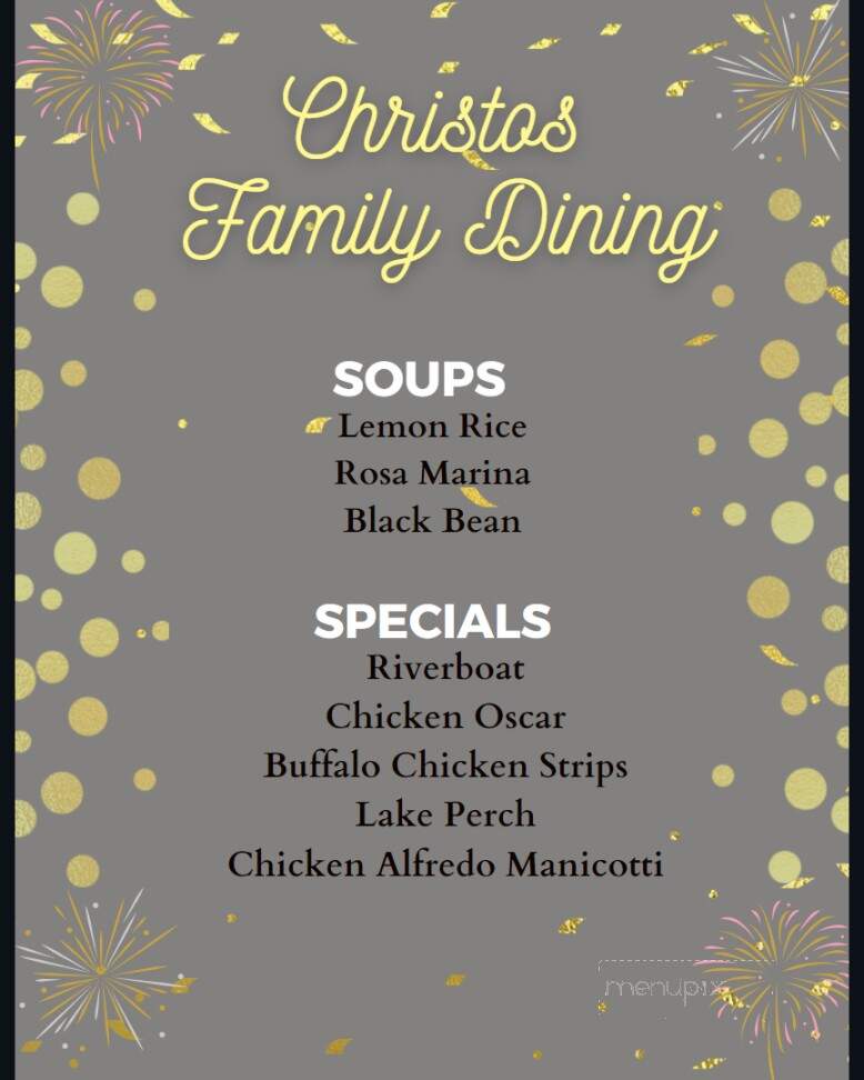 Christo's Family Dining - La Porte, IN menu_pic