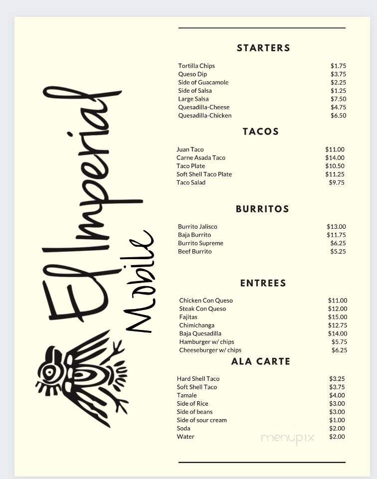 El Imperial Mexican Restaurant - Cabool, MO menu_pic