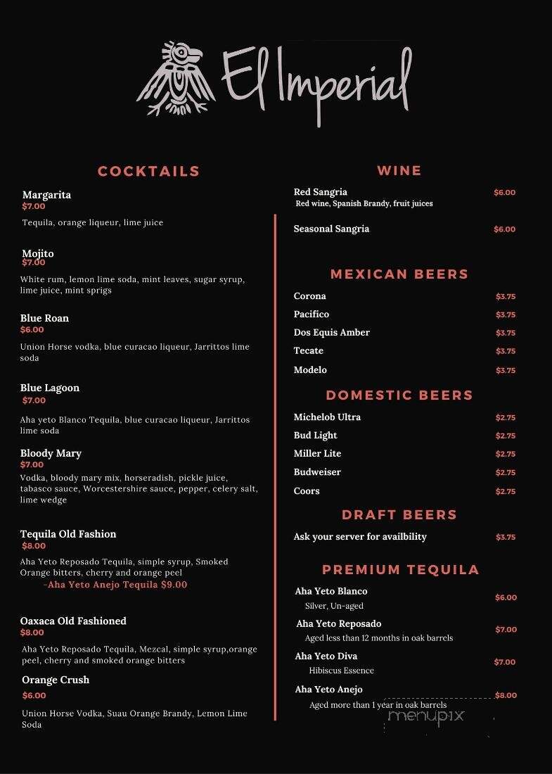 El Imperial Mexican Restaurant - Cabool, MO menu_pic