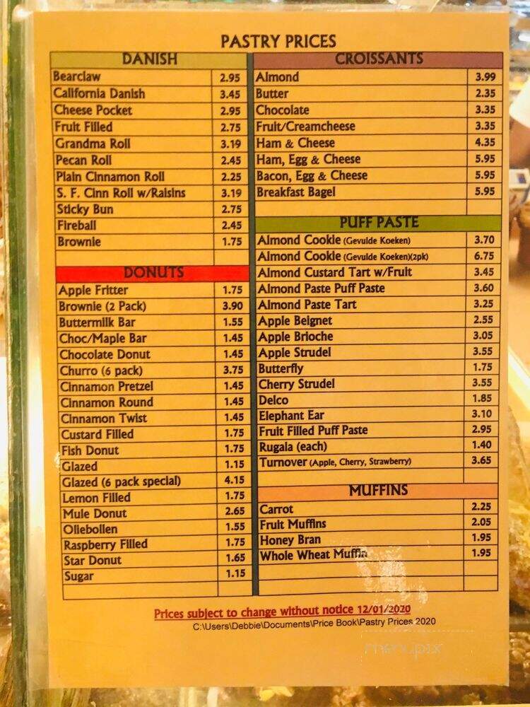 Erick Schat's Bakery - Bishop, CA menu_pic
