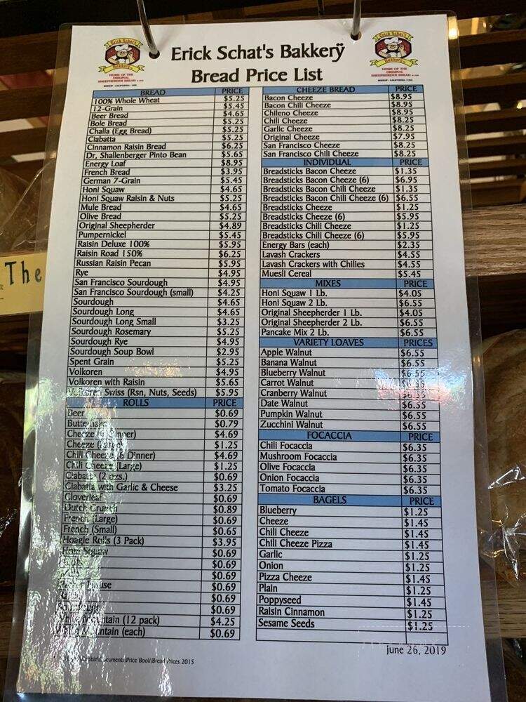Erick Schat's Bakery - Bishop, CA menu_pic