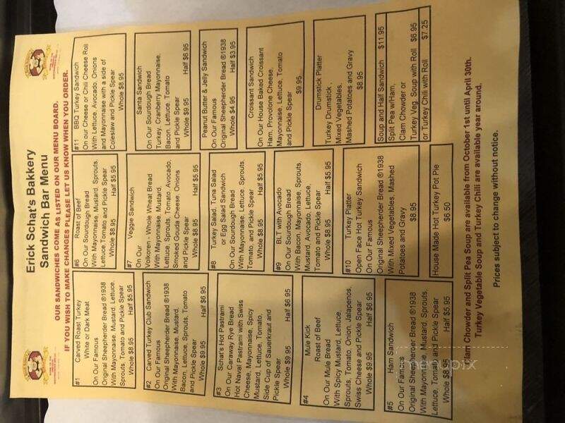 Erick Schat's Bakery - Bishop, CA menu_pic
