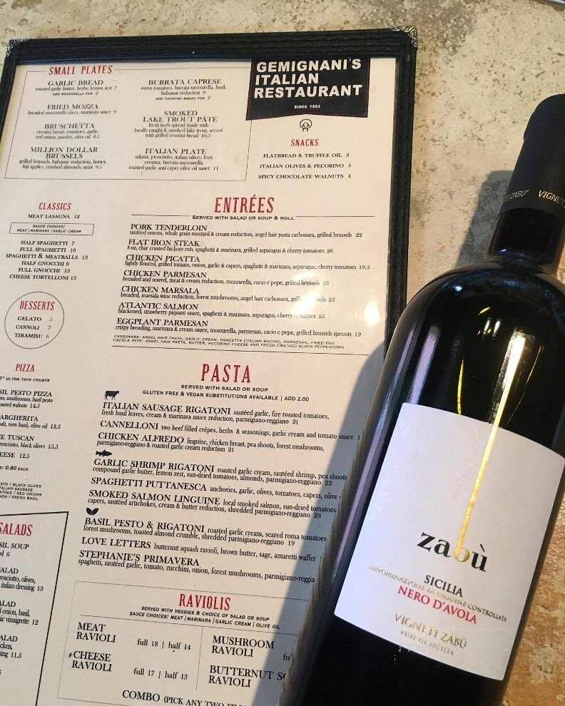 Gemignani's Italian Restaurant - Hancock, MI menu_pic