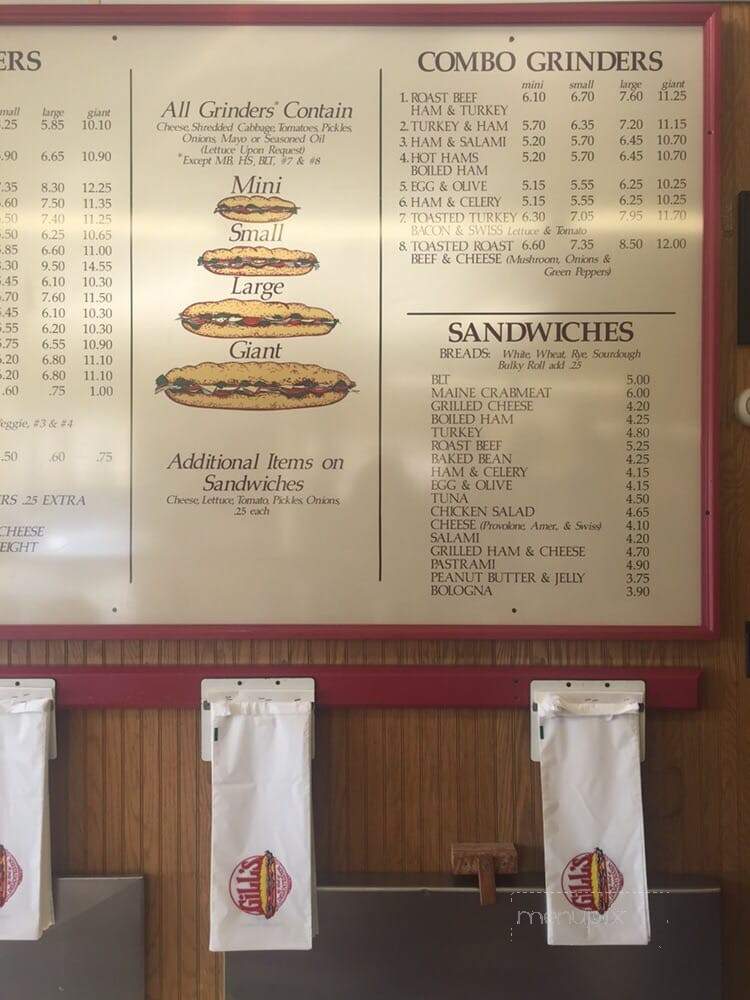 Gill's Delicatessen - Rutland, VT menu_pic