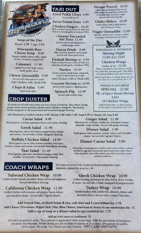 High Jackers Restaurant - Palm Coast, FL menu_pic