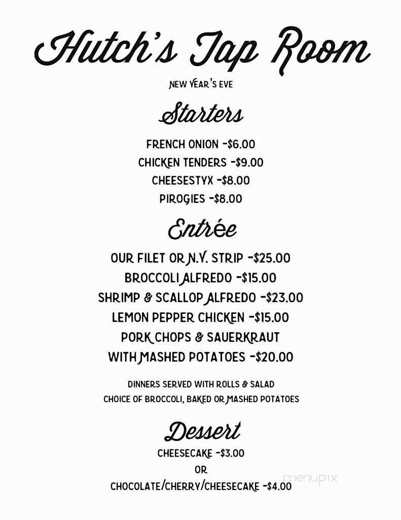 Hutch's Tap Room - Dunbar, PA menu_pic