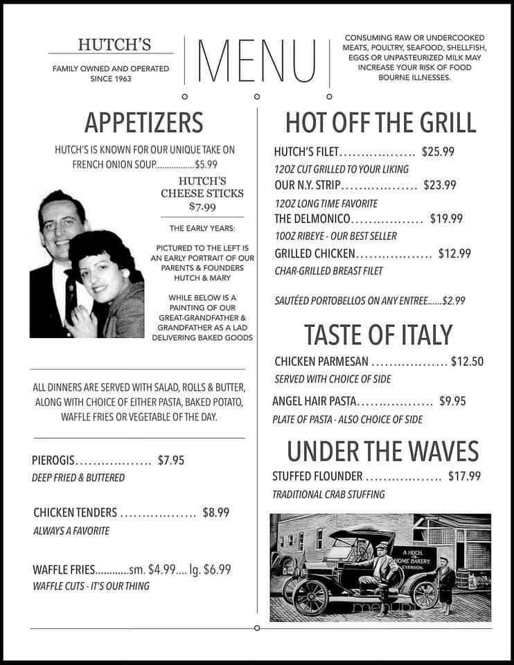 Hutch's Tap Room - Dunbar, PA menu_pic