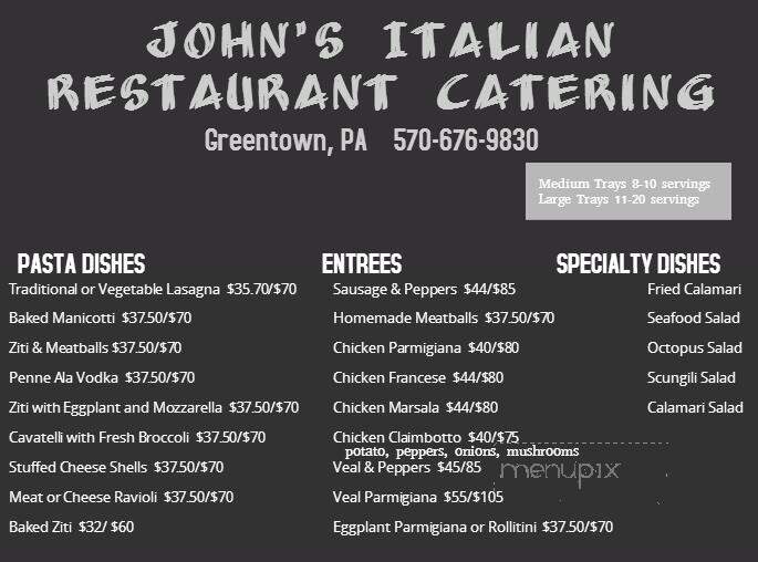 John's Italian Restaurant - Greentown, PA menu_pic