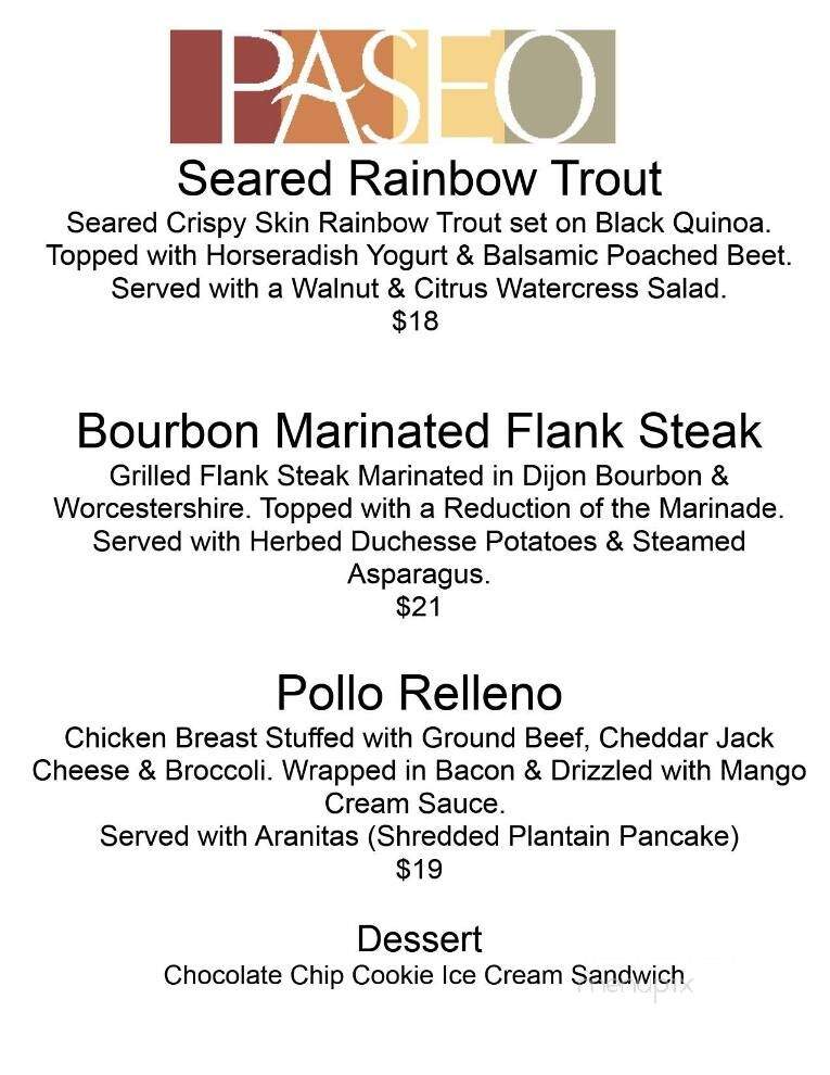Paseo Tiki Bar - Fort Myers, FL menu_pic
