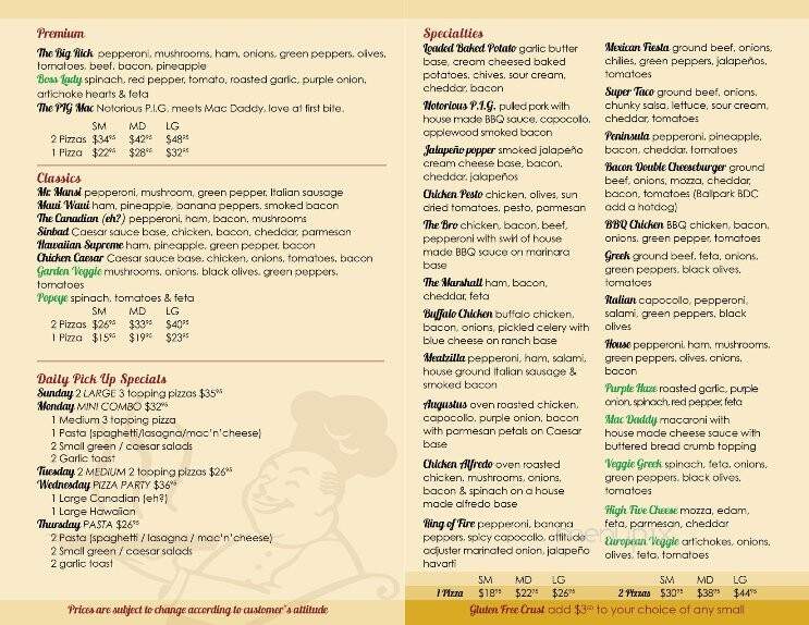 Peninsula Pizza - Saanichton, BC menu_pic