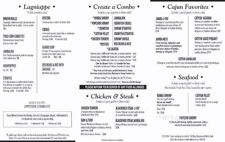 Cajun Connection - Utica, IL menu_pic