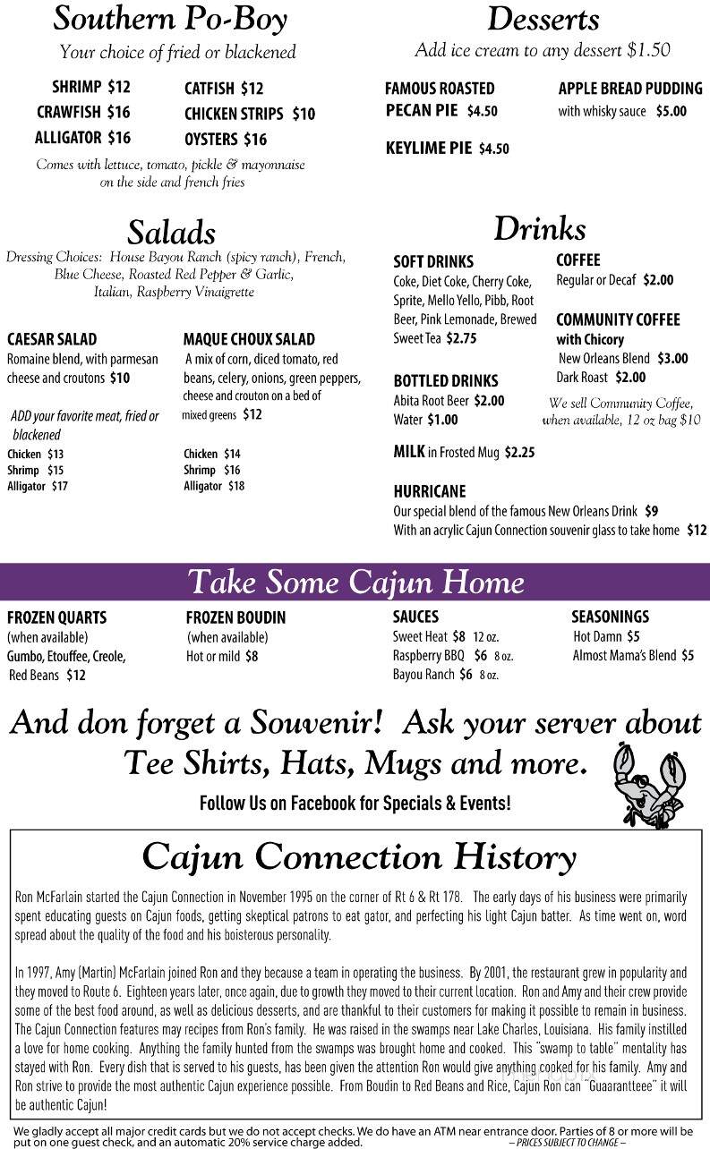 Cajun Connection - Utica, IL menu_pic