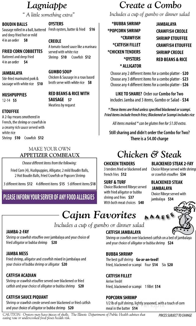 Cajun Connection - Utica, IL menu_pic