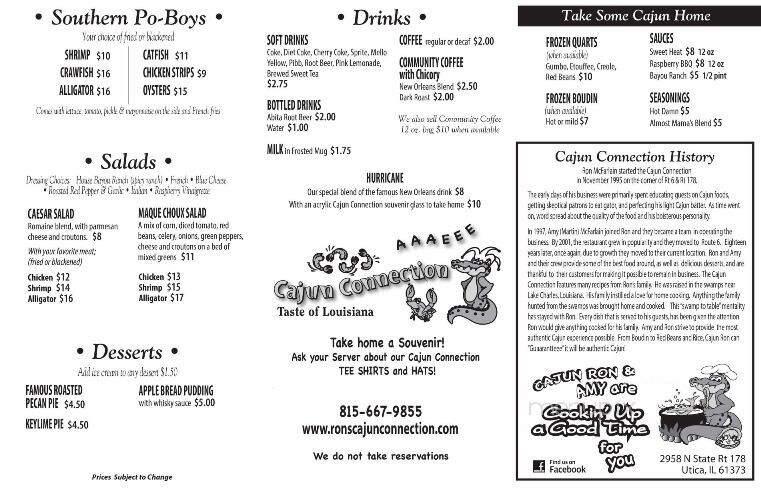 Cajun Connection - Utica, IL menu_pic