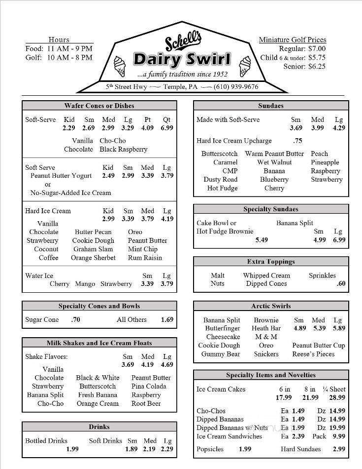 Schell's - Temple, PA menu_pic