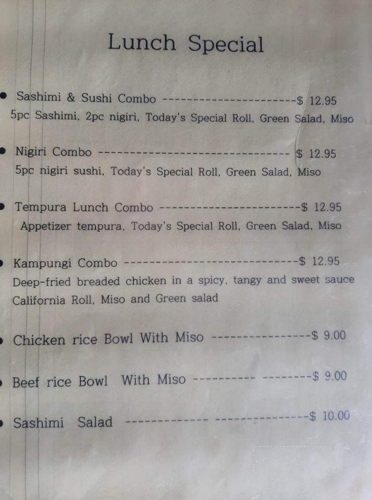 Sehmi Japanese Restaurant - Courtenay, BC menu_pic