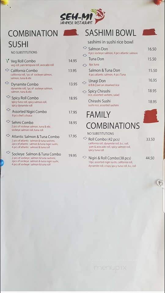 Sehmi Japanese Restaurant - Courtenay, BC menu_pic