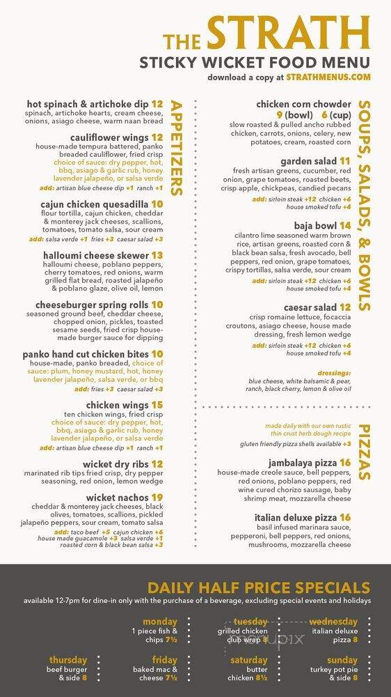 The Sticky Wicket Pub - Victoria, BC menu_pic