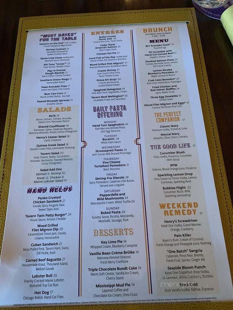 Henry's Palm Beach - Palm Beach, FL menu_pic