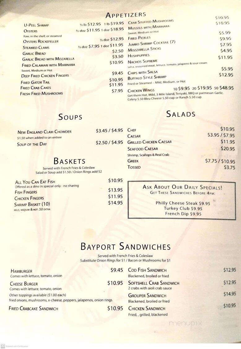 Bayport Inn - Weeki Wachee, FL menu_pic