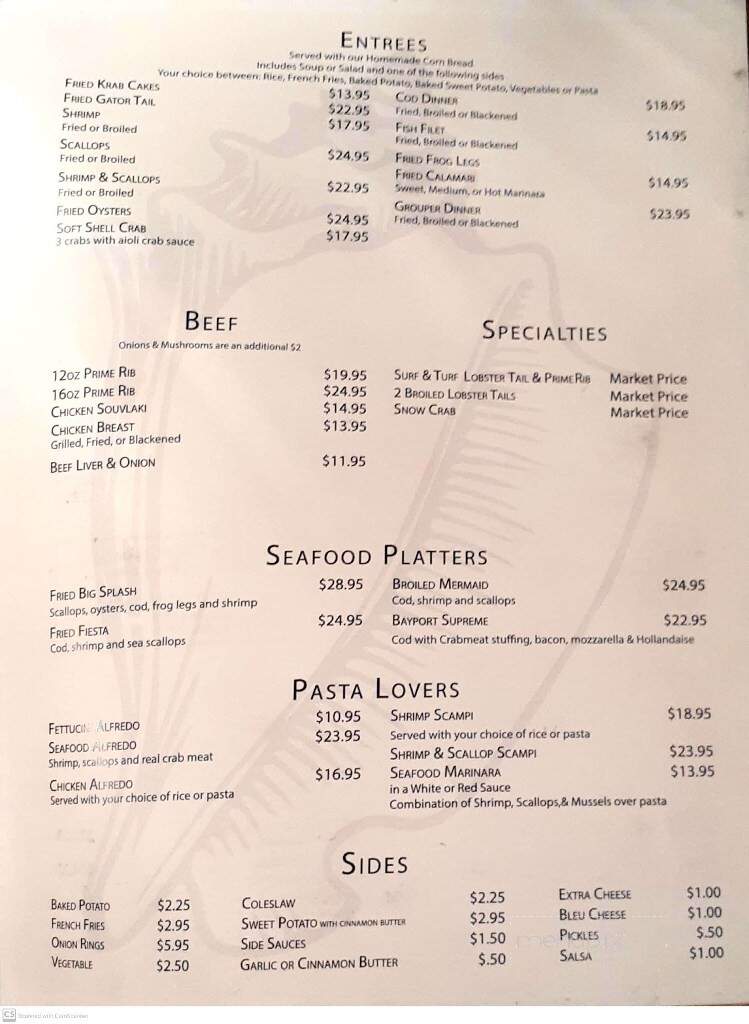 Bayport Inn - Weeki Wachee, FL menu_pic