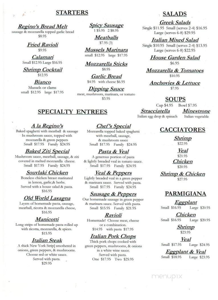 Regino's Italian Restaurant - Norfolk, VA menu_pic