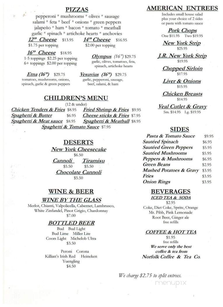 Regino's Italian Restaurant - Norfolk, VA menu_pic