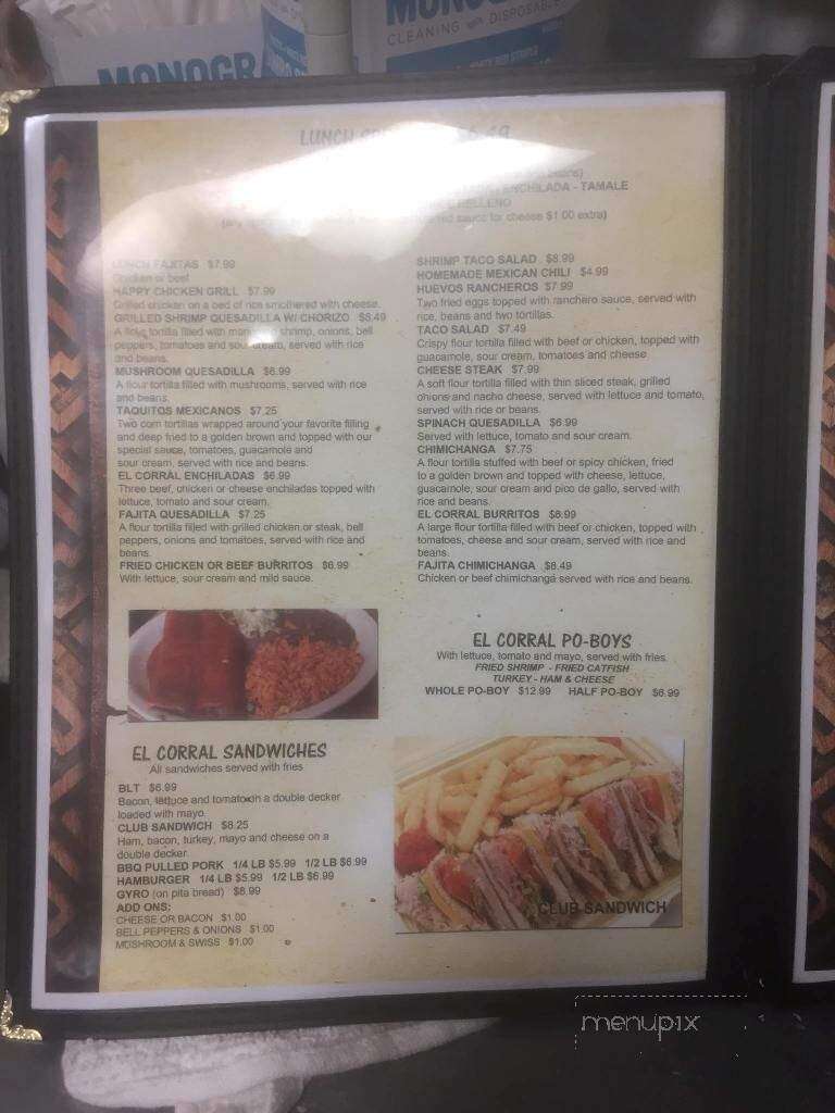 El Corral Mexican Bar & Grill - Horn Lake, MS menu_pic
