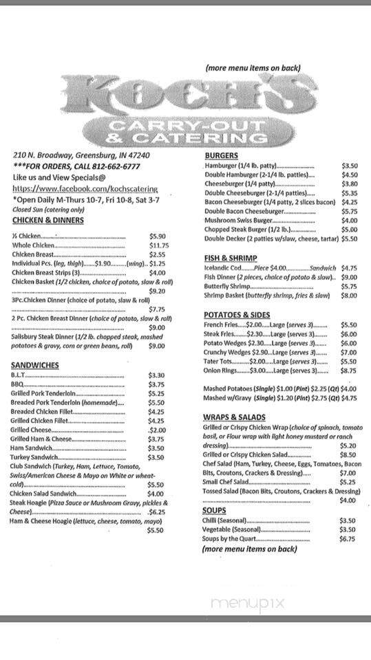 Koch's Carry-Out & Catering - Greensburg, IN