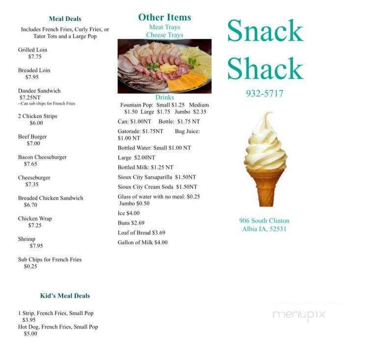 Snack Shack - Albia, IA menu_pic