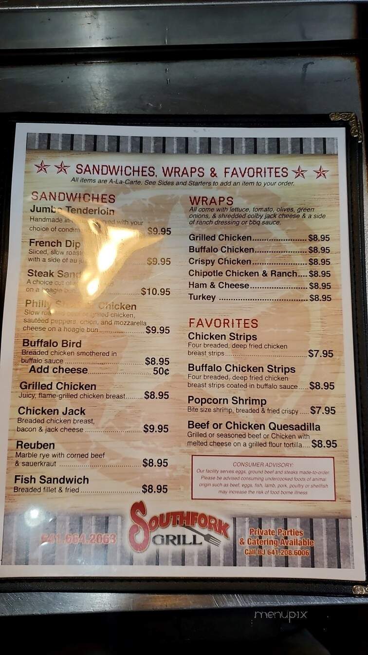 Southfork Restaurant & Lounge - Bloomfield, IA menu_pic