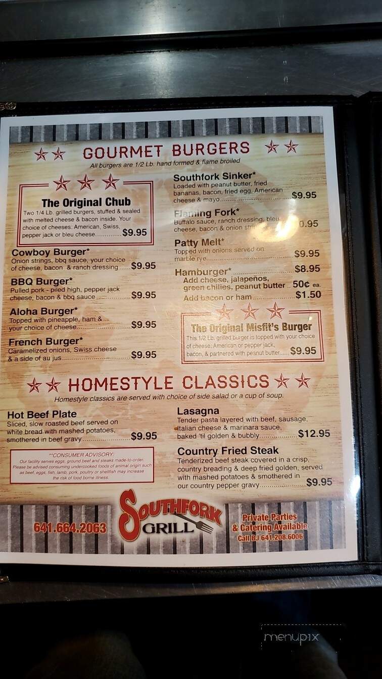 Southfork Restaurant & Lounge - Bloomfield, IA menu_pic