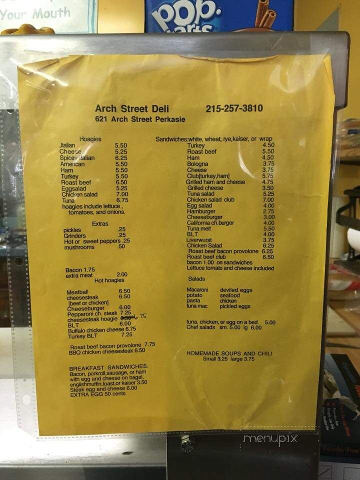 Arch Street Deli - Perkasie, PA menu_pic