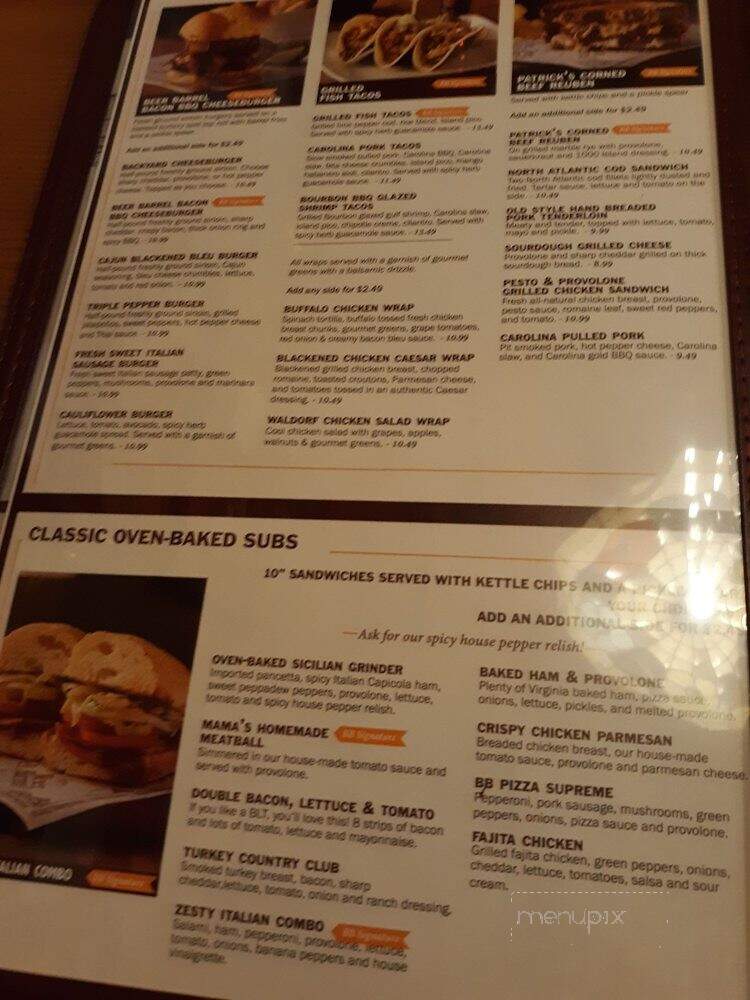 Beer Barrel Pizza & Grill - Fort Wayne, IN menu_pic