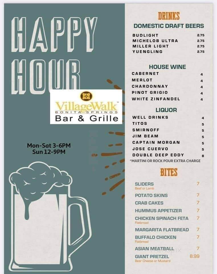 Village Walk Bar & Grill - Bonita Springs, FL menu_pic