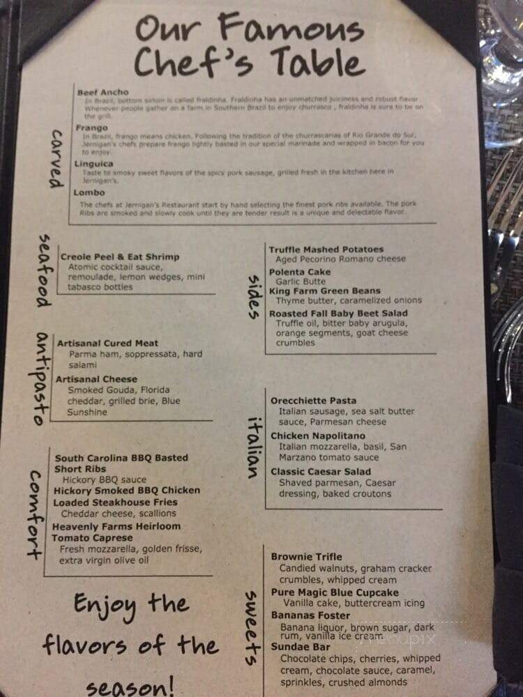 Jernigan's Restaurant - Orlando, FL menu_pic