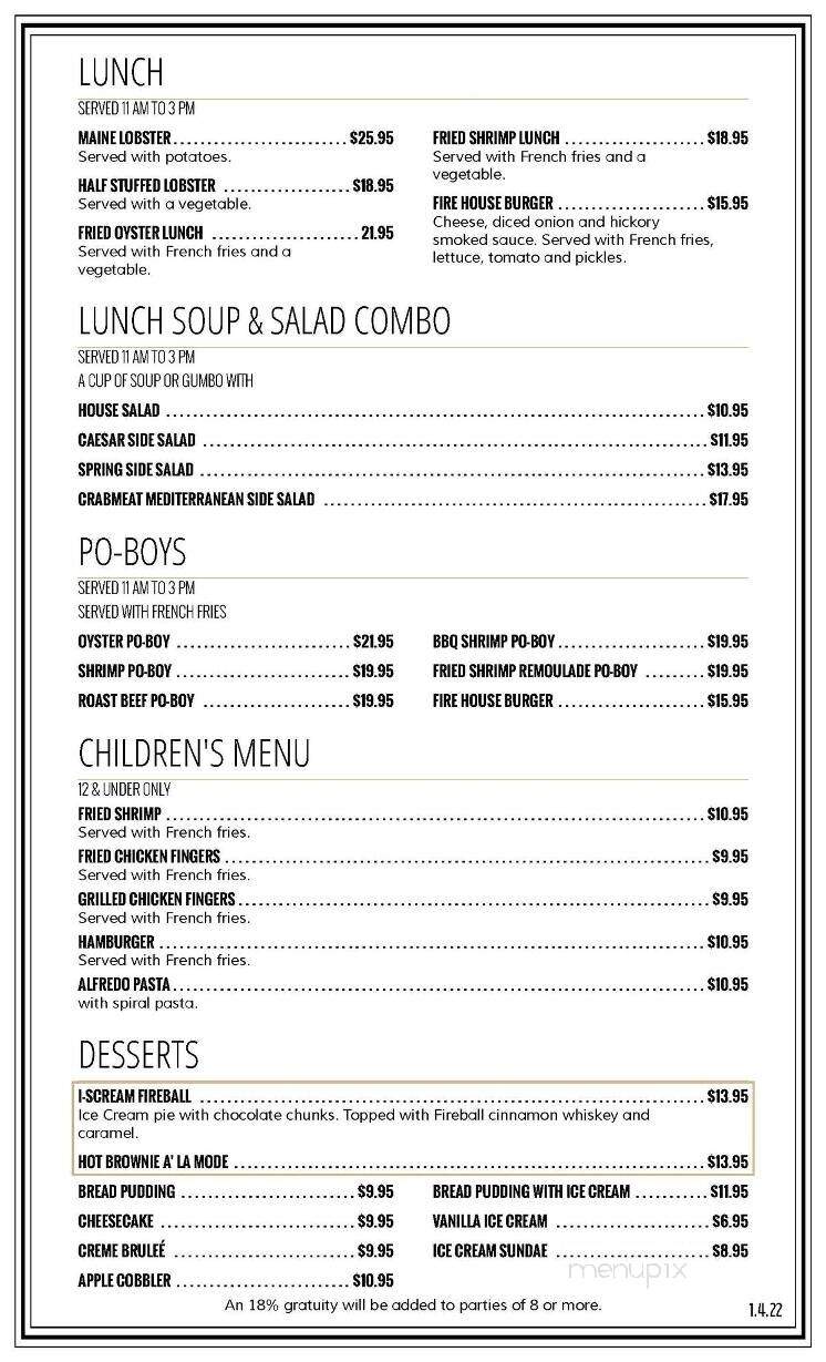 Drago's Seafood Restaurant - Baton Rouge, LA menu_pic
