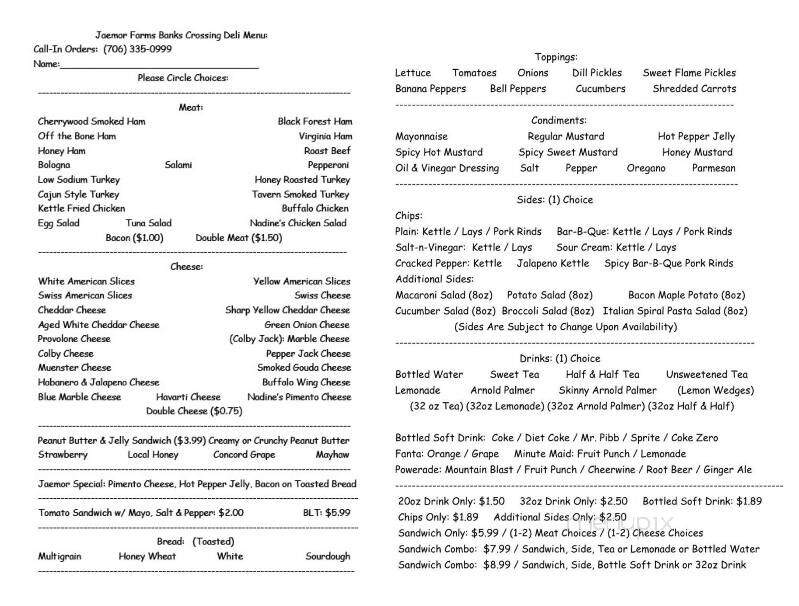 Jaemor Farms - Commerce, GA menu_pic