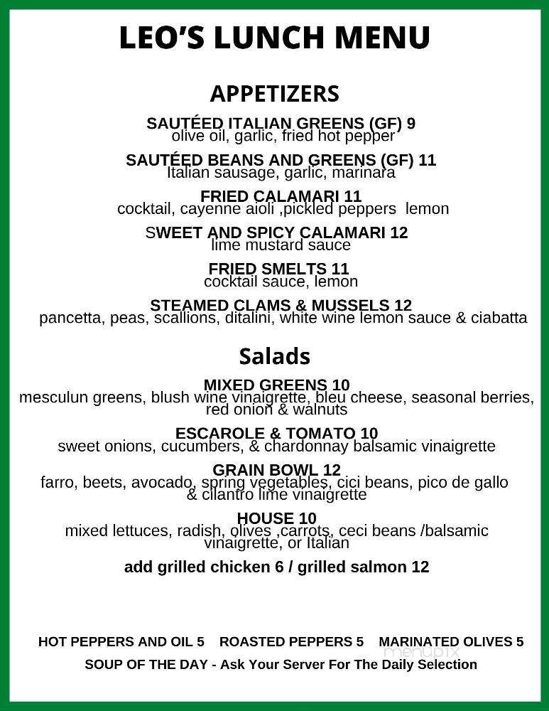 Leo's Ristorante - Warren, OH menu_pic