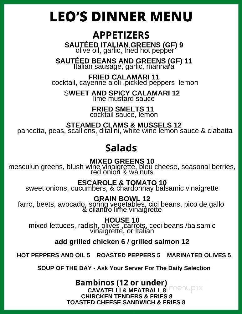 Leo's Ristorante - Warren, OH menu_pic