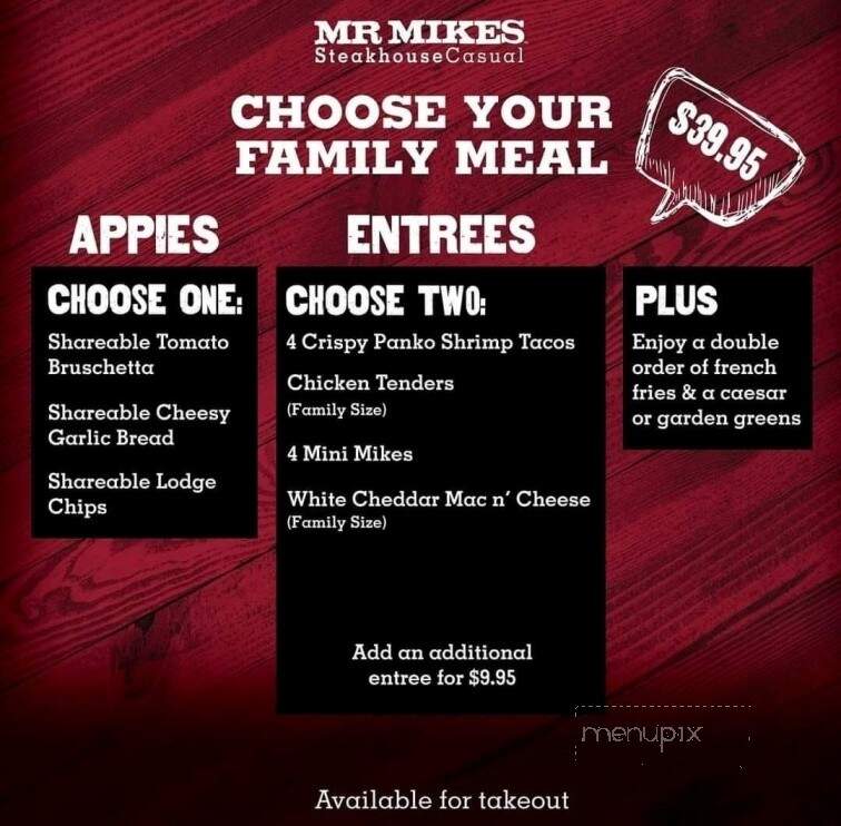 Mr. Mikes Steakhouse Casual - Martensville, SK menu_pic