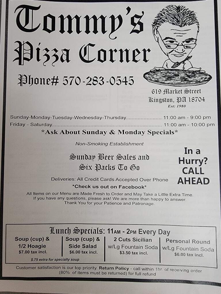 Tommy's Pizza Corner - Kingston, PA